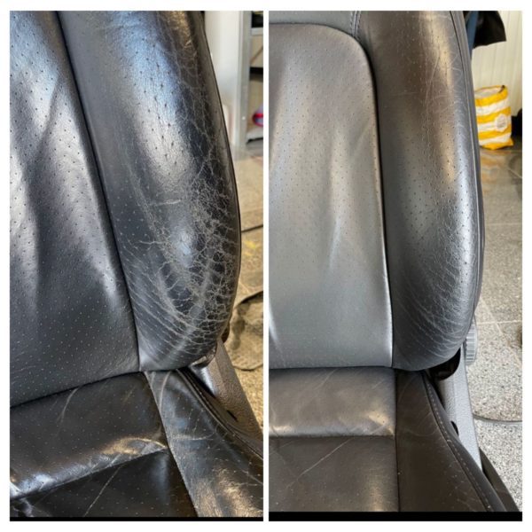 Leerherstel interieur auto before and after foto